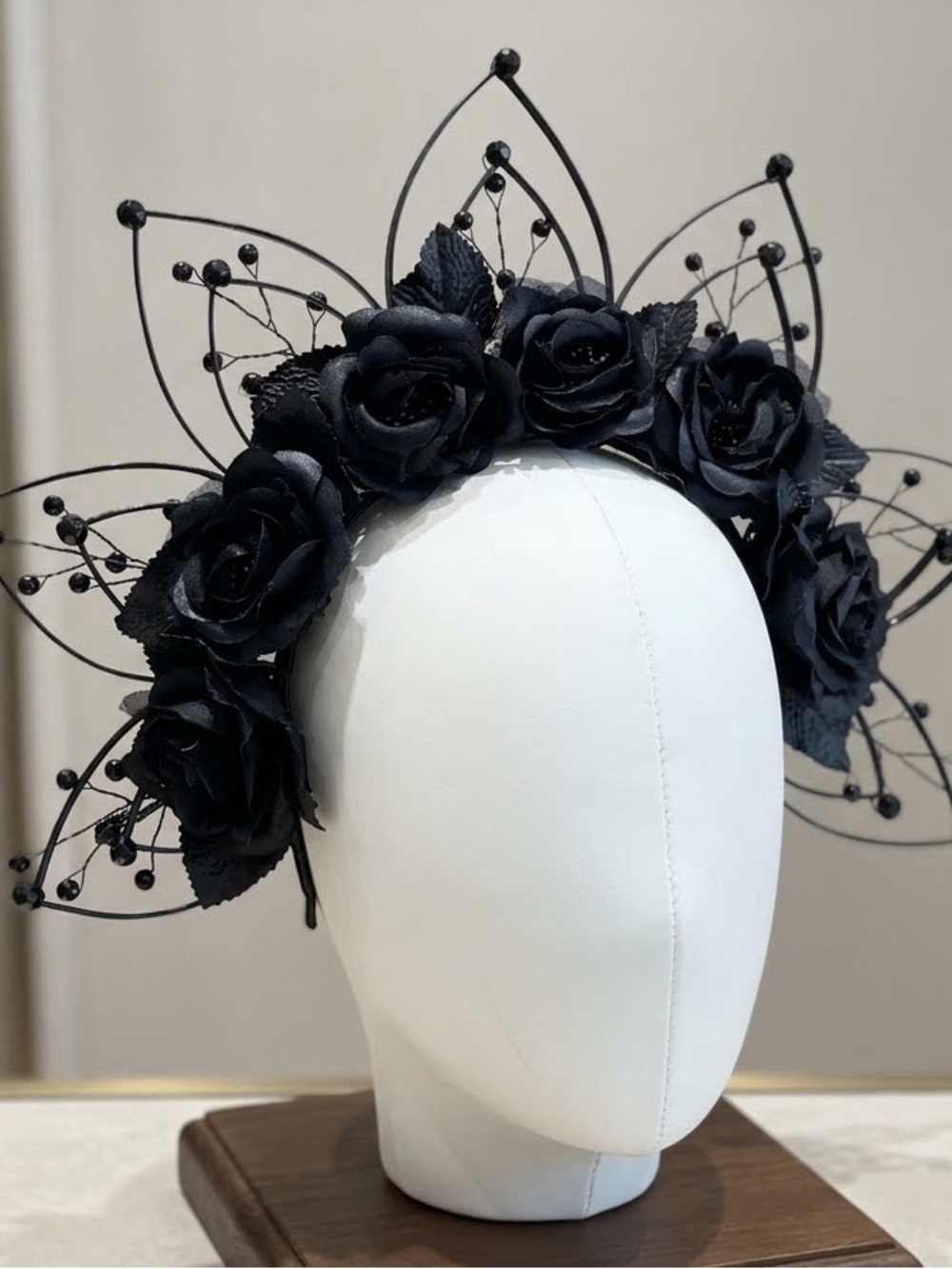 Black Rose Floral Crown Headband - Women Accessories